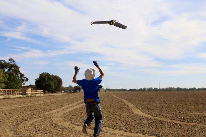 Drones like this one help SunPower design Oasis power plant site layouts up to 10 times faster.