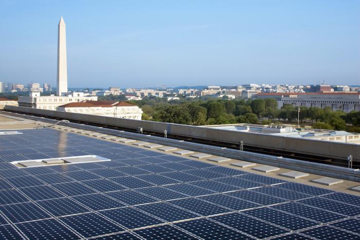 SunPower solar panels on the roof of the U.S. Department of Energy in Washington, D.C.