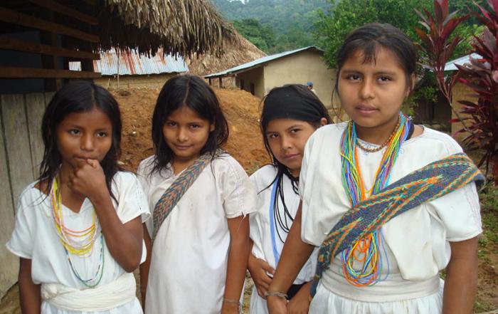 Girls of the Arhuaco tribe in Colombia excited to get solar