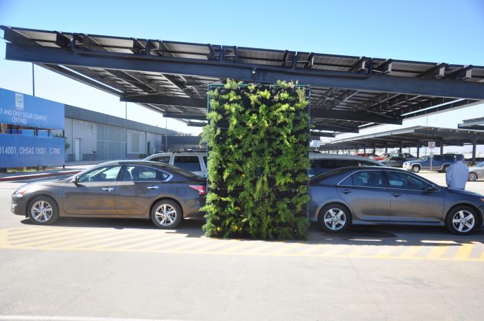 A solar carport at the SunPower manufacturing plant in Mexicali, Mexico.