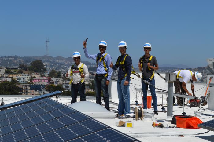 SunPower interns on a GRID install in San Francisco, CA.