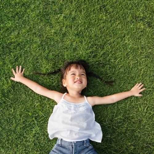 Little Girl Lying on Grass