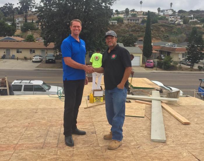 Brian Milholland (at left), owner of Milholland Electric & Solar in San Diego, Calif., is a U.S. Army veteran enjoying a career in the solar industry. He's pictured here with Abdur-Rahim Hameed, President of the National Black Contractors Association.