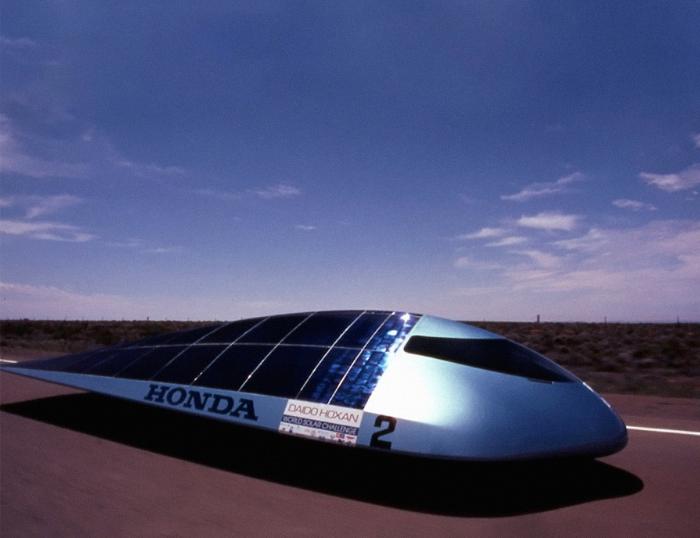 The SunPower-powered Honda Dream won the 1993 World Solar Challenge in Australia.