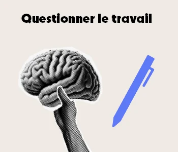 Une illustration en noir et blanc d'un cerveau dans une main. En texte : Votre espace de travail, c'est le lieu où vous dessinez votre futur.