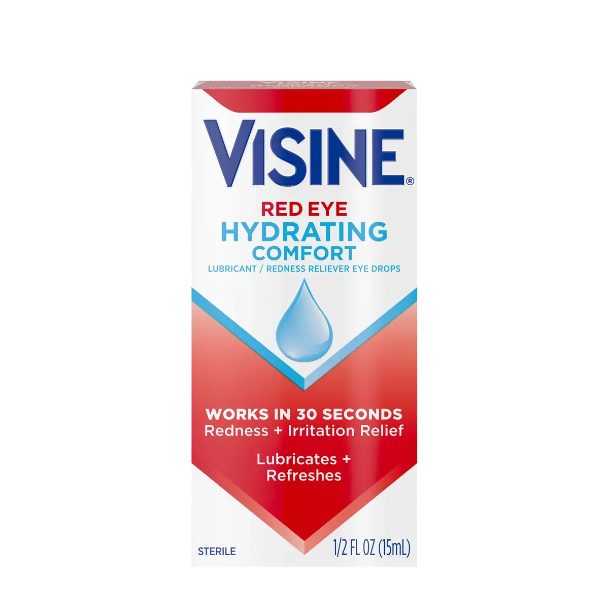 VISINE® Red Eye Hydrating Comfort Eye Drops for Redness & Irritation Relief 1/2 Fl. Oz package front