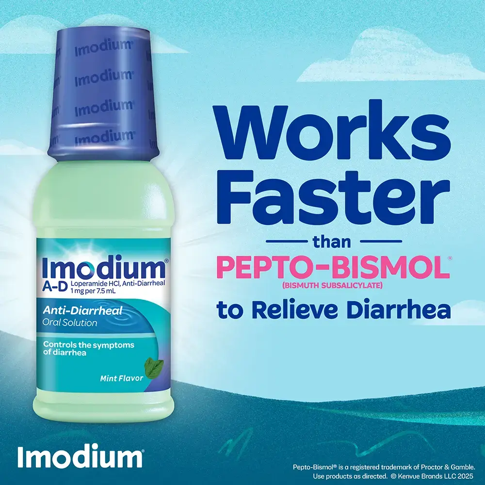 IMODIUM® A-D Works Faster that Pepto-Bismol® to Relieve Diarrhea