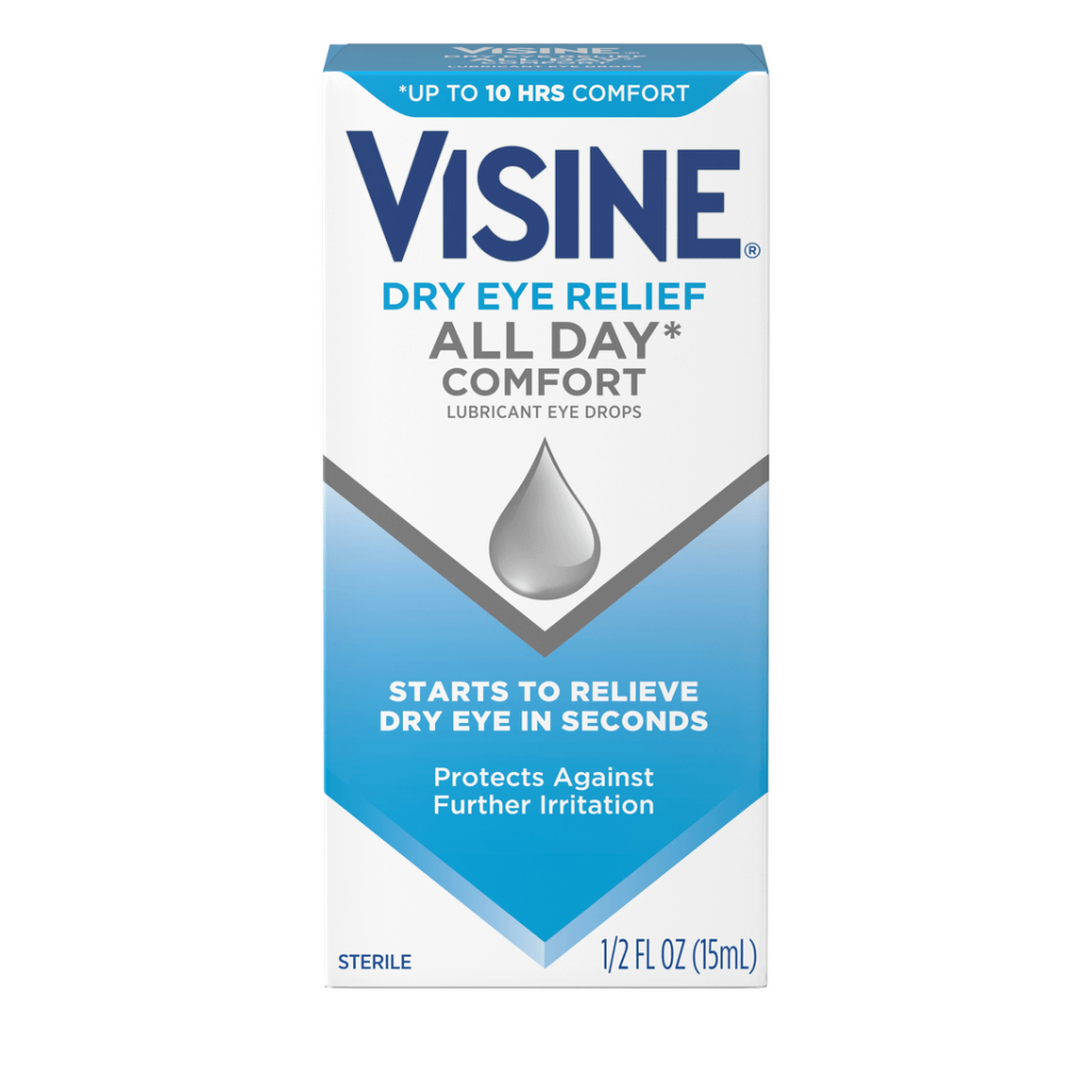 Visine Dry Eye Relief All Day Comfort eye drops front of pack