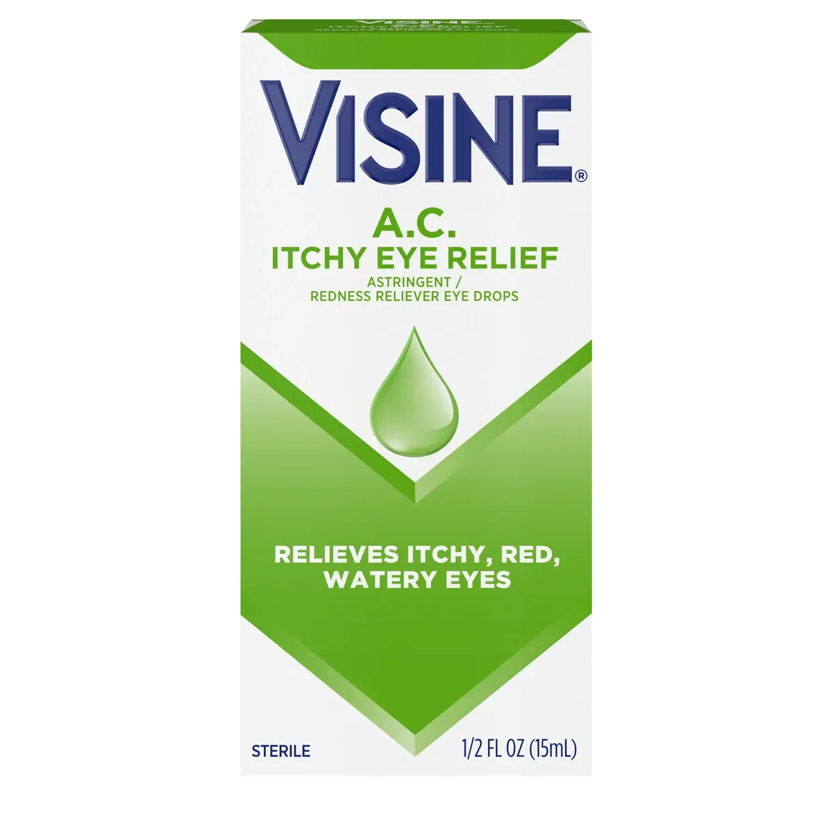 VISINE AC® Itchy Eye Relief Astringent Eye Drops with Redness Reliever for Itchy & Watery, Red Eyes 1/2 Fl. Oz package front
