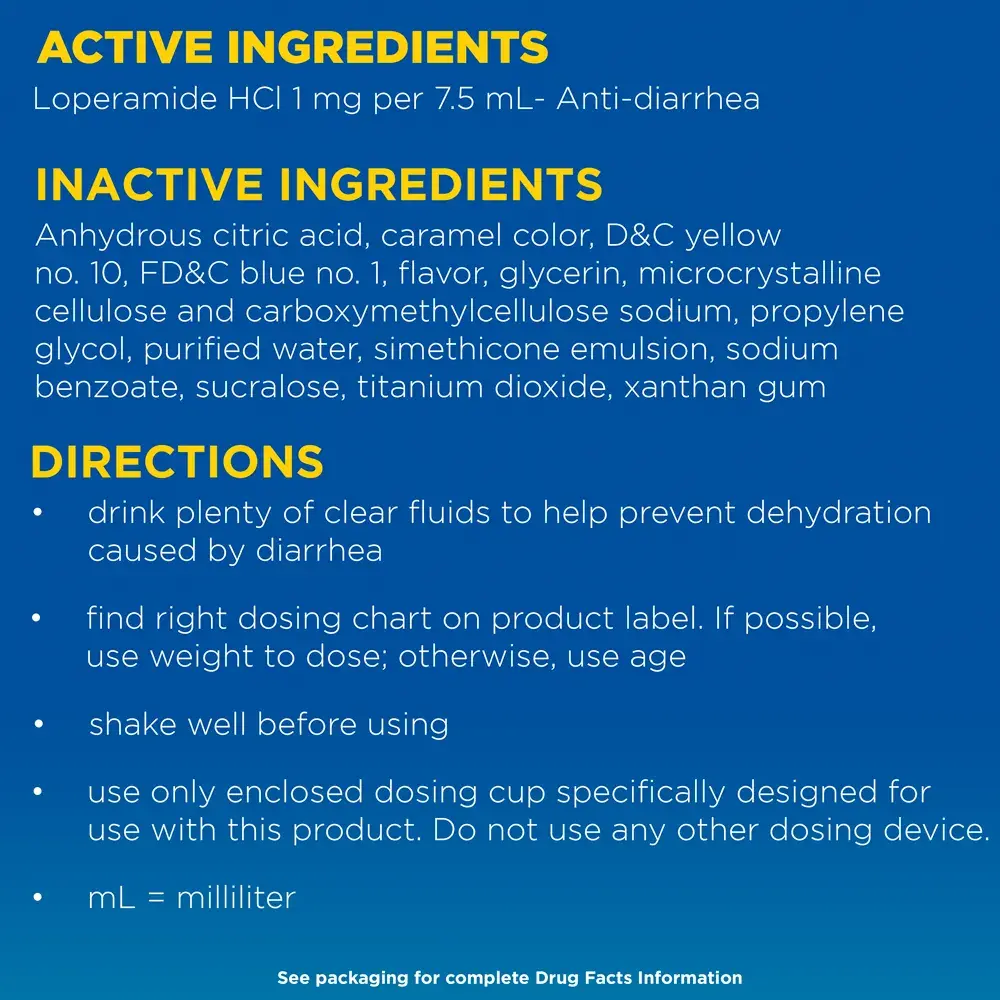 IMODIUM® Anti-Diarrheal oral solution for children ages 6 guide