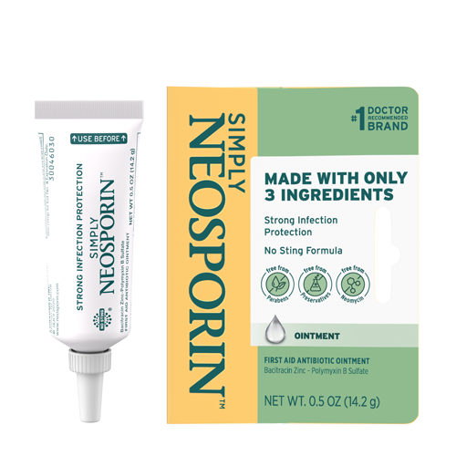 SIMPLY NEOSPORIN™ Three Ingredient Antibiotic Ointment Product Packaging