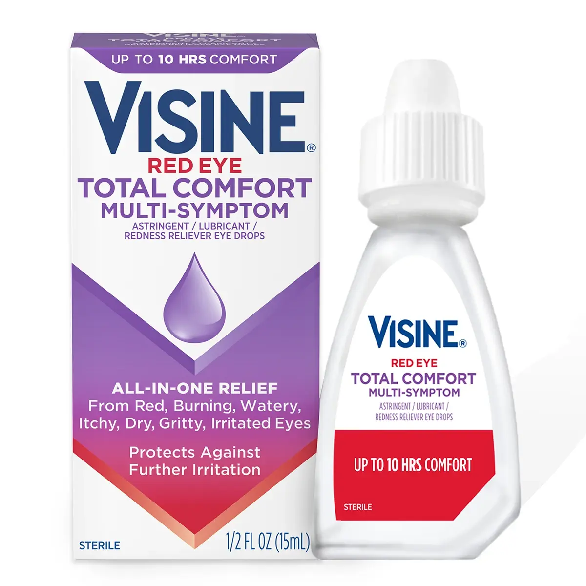 Visine Red Eye Total Comfort Multi-Symptom eye drops front of pack