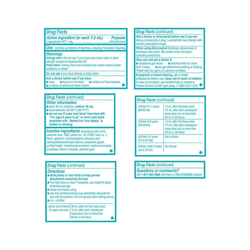 IMODIUM® Anti-Diarrheal oral solution for children ages 6 Drug Facts