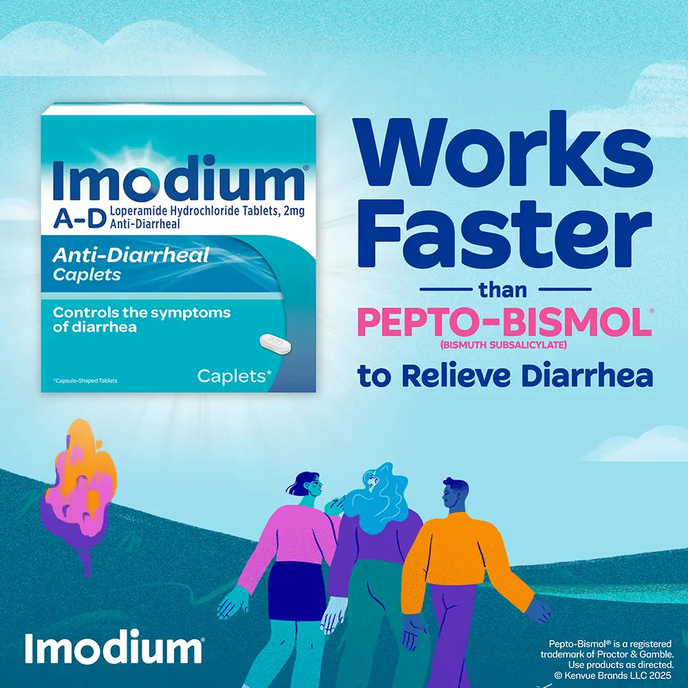 IMODIUM® A-D Works Faster that Pepto-Bismol® to Relieve Diarrhea