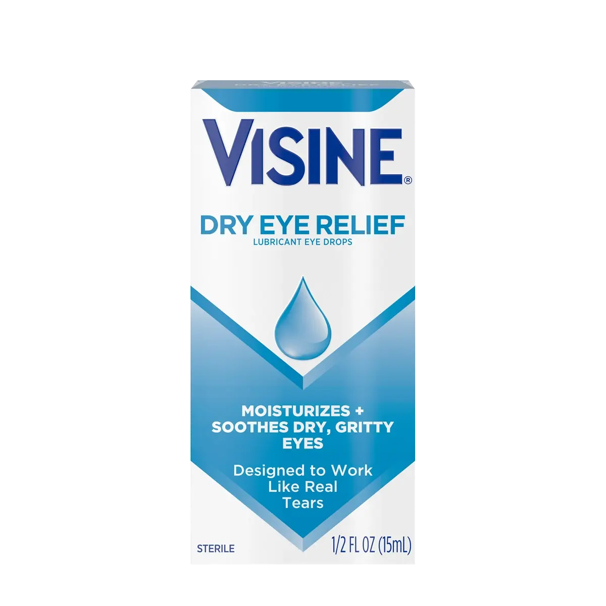 VISINE® Dry Eye Relief Lubricant Eye Drops, Moisturizing Eye Drops for Irritated Eyes 1/2 Fl. Oz package front