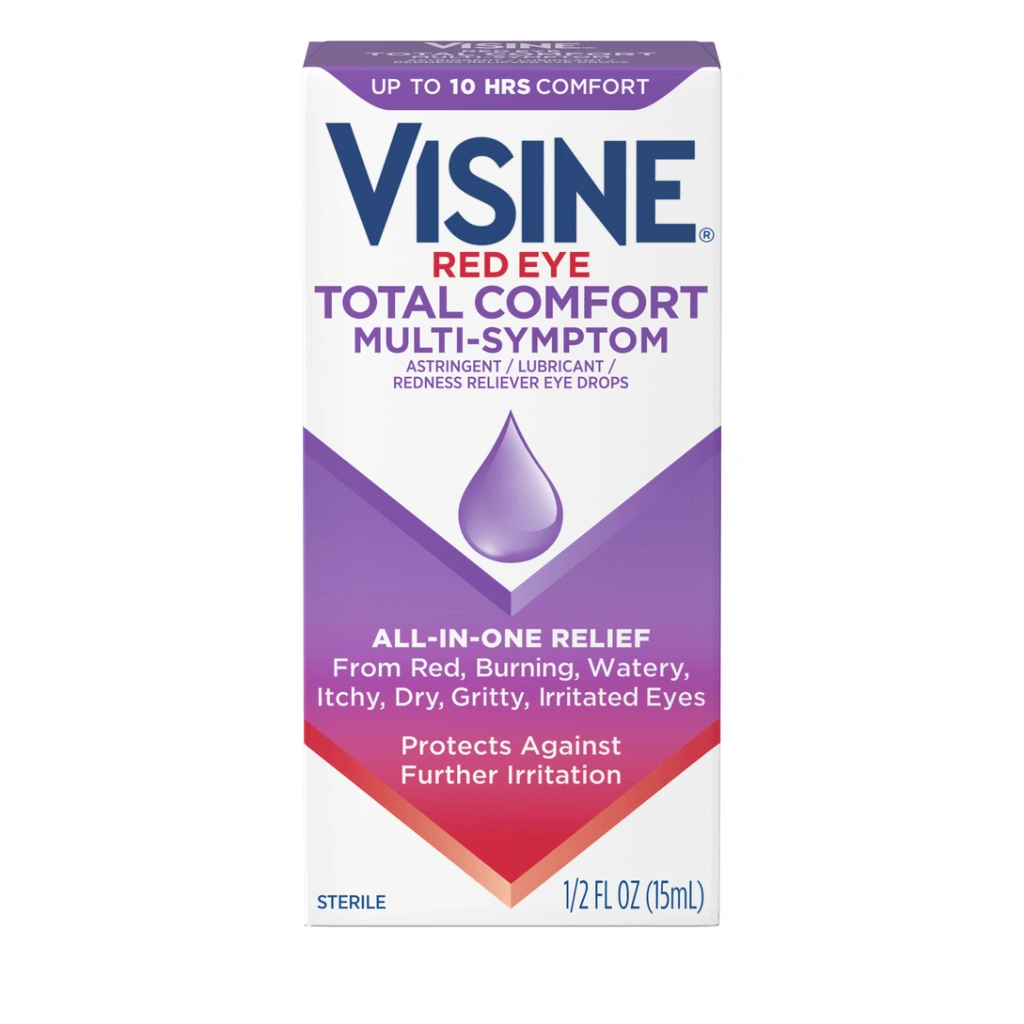 Visine Red Eye Total Comfort Multi-Symptom eye drops front of pack