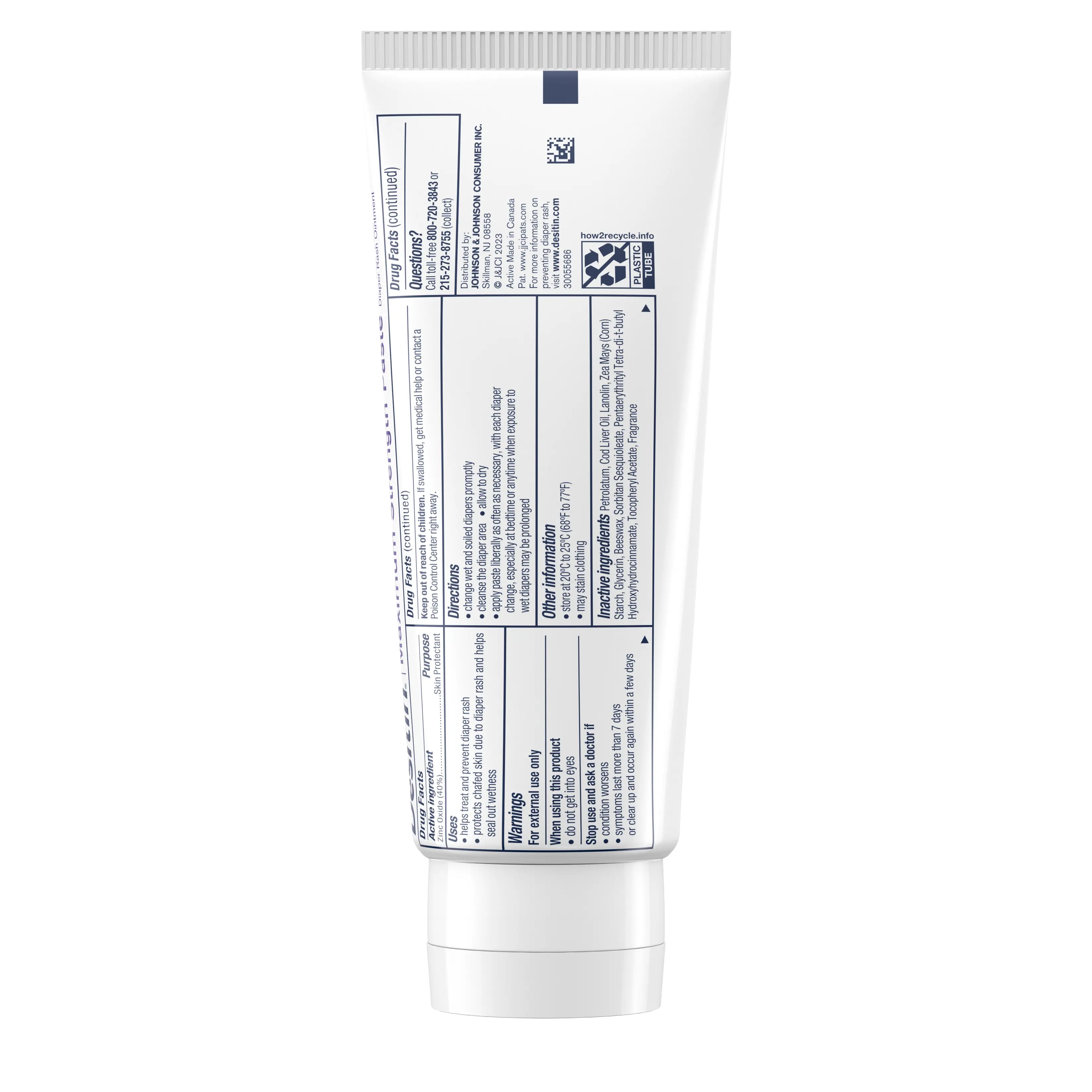 Back Pack Shot of DESITIN® Maximum Strength Original Zinc Oxide Paste 4.8oz