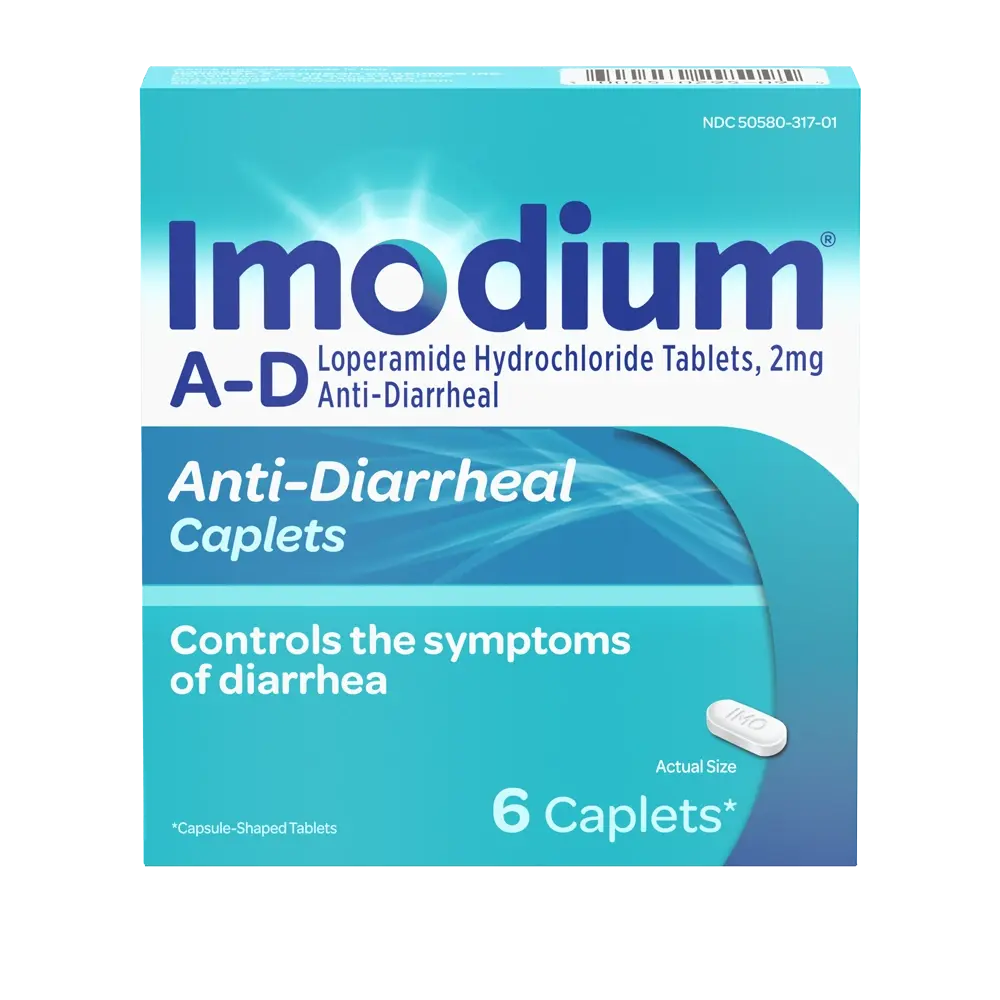 IMODIUM® A-D Anti-Diarrheal Caplets 6 count package front