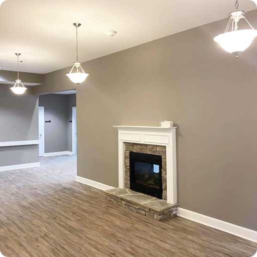 Rockmart: Cozy indoor fireplace in the central living area