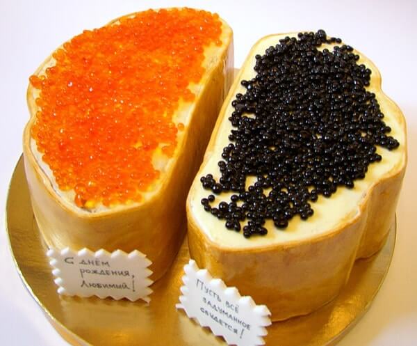 Торт для чоловіка. Бутерброди з чорною і червоною ікрою