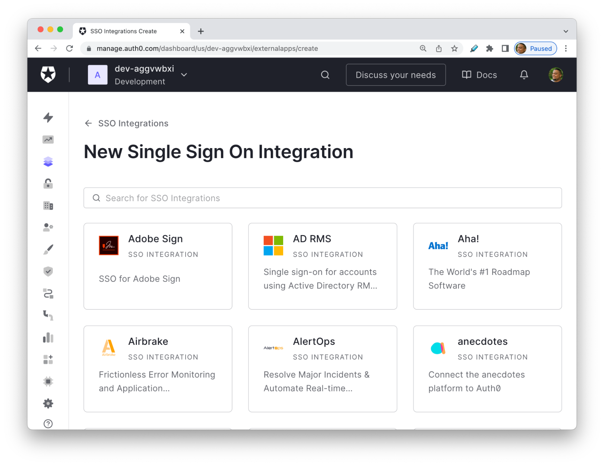 Integrações de Single Sign On