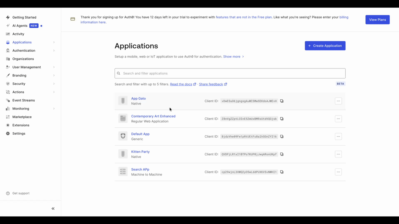 Dashboard Application Search