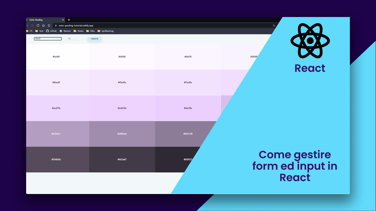 Form in React: Creare le sfumature di un colore