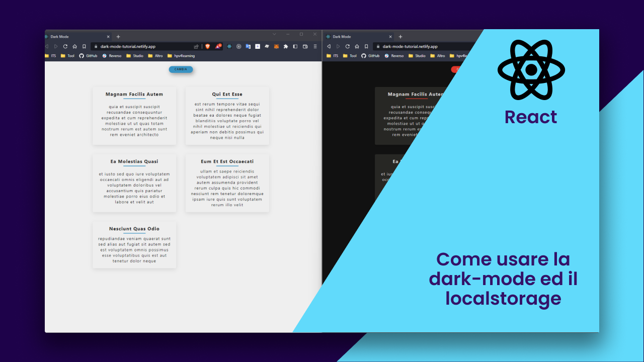 React: come usare la dark-mode e localstorage