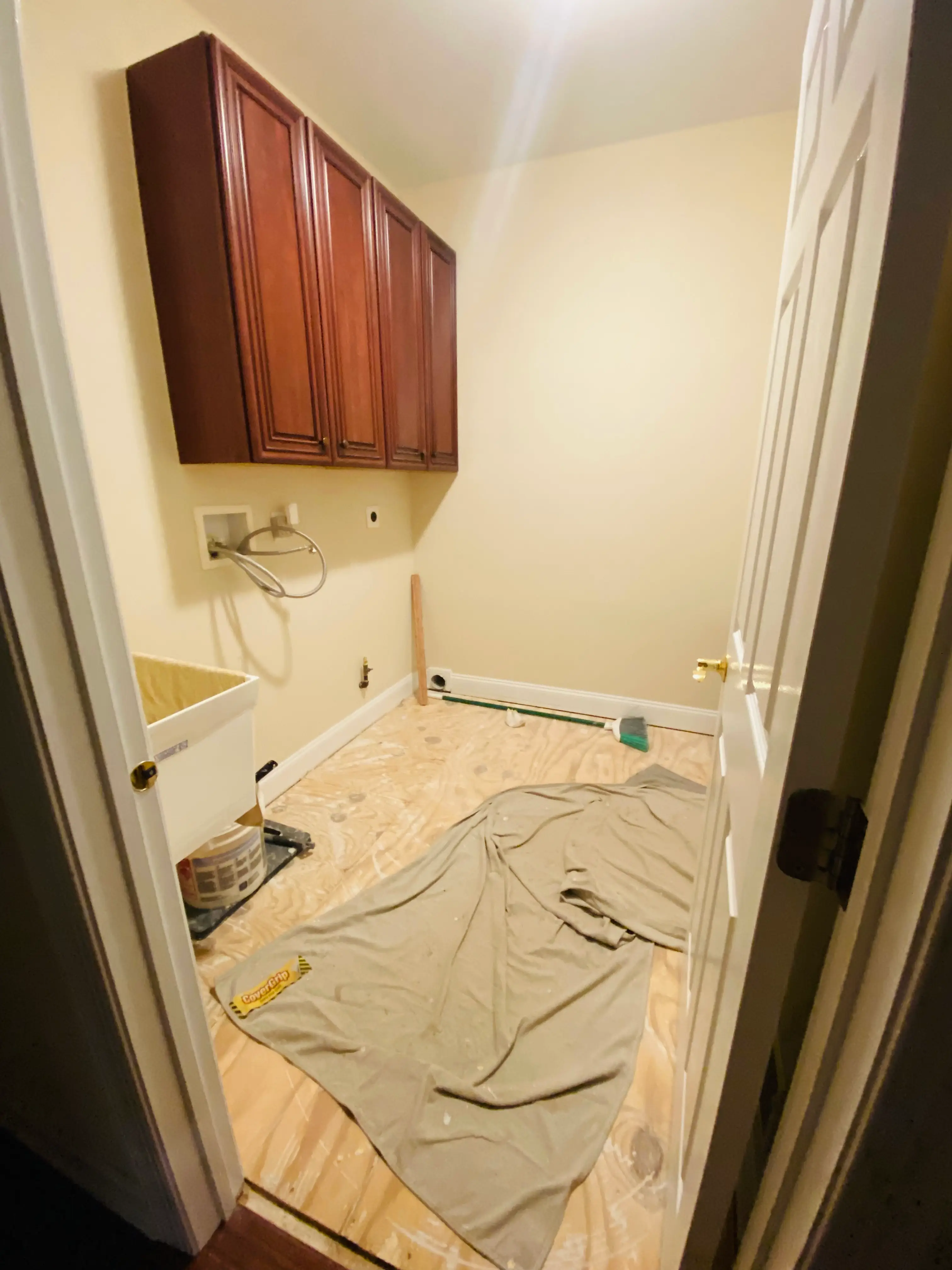Denville NJ Laundry Room - Before - Old flooring and appliances removed Denville NJ Laundry Room - Before - Old flooring and appliances removed