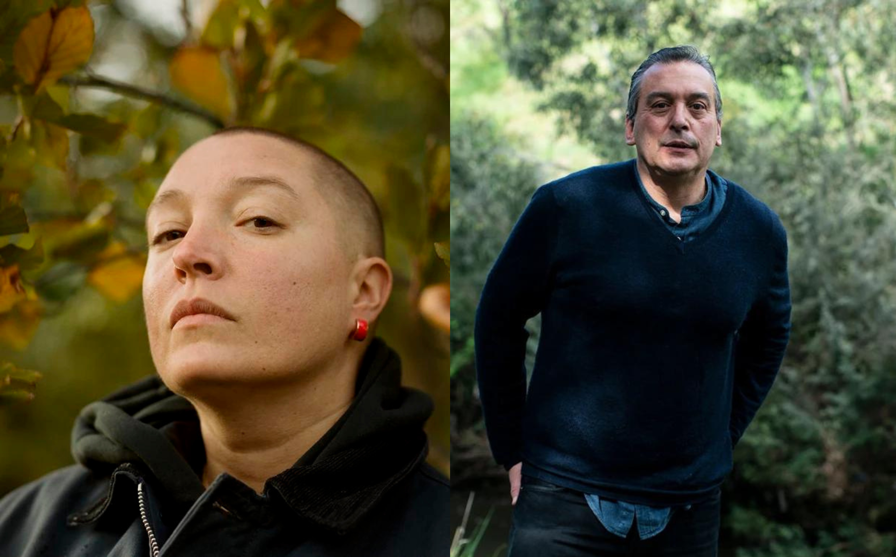 Image: K Patrick (photo credit Alice Zoo) and Christos Tsiolkas (photo credit Sarah Enticknap)