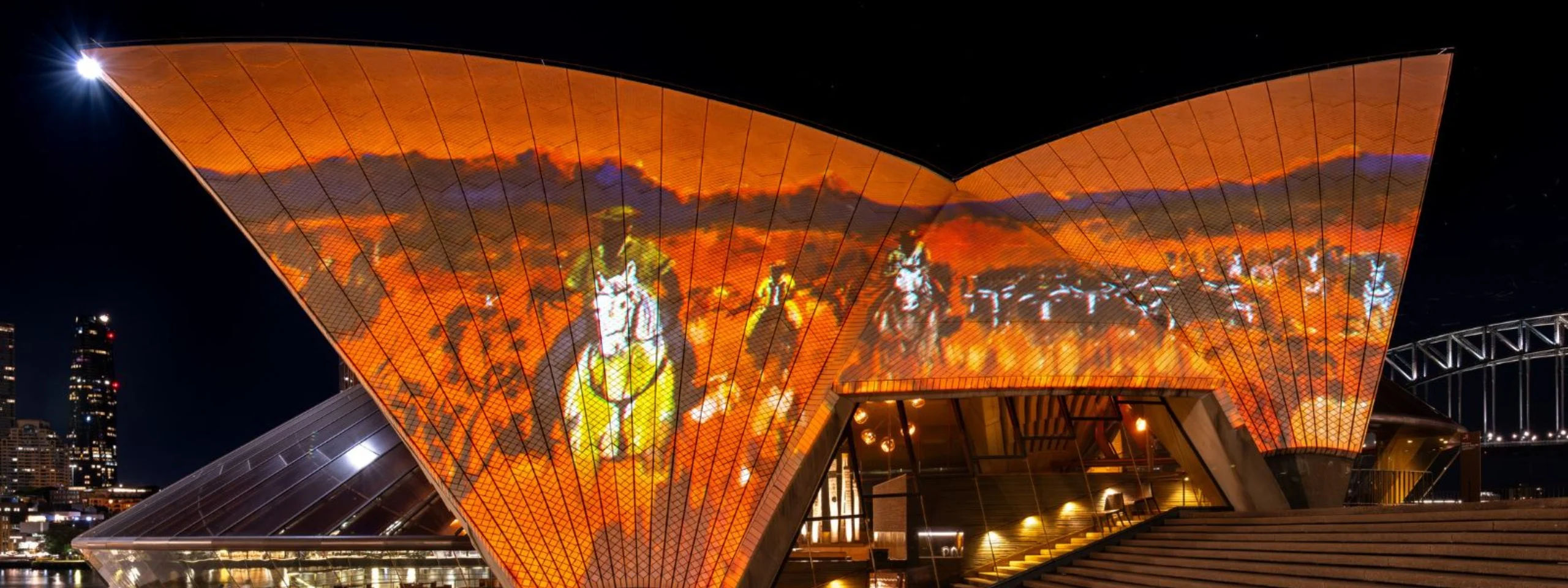 Badu Gili: Story Keepers projection on the sails of the Sydney Opera House