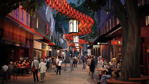 Dixon Street reimagined - night-time artist impression