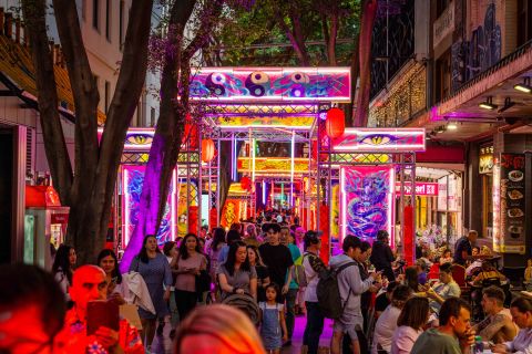 Night time in Haymarket. Our precinct activation grants are helping bring the city to life after dark. Photo: Katherine Griffiths, City of Sydney. 