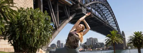 Free Sunday morning yoga under the Harbour Bridge