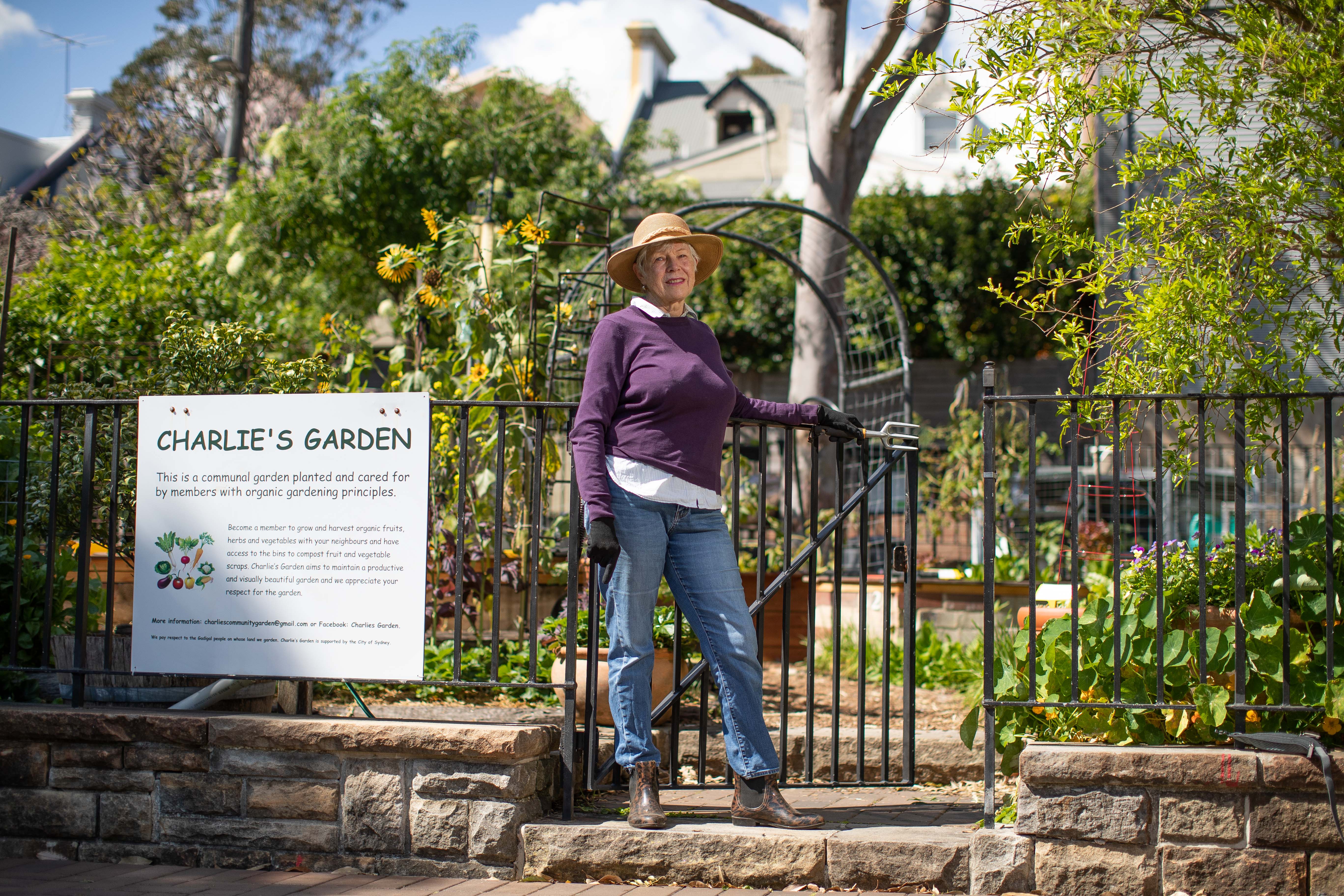 Judy Ellis, whose self-declared passion is soil, at Charlie's Garden. Credit: Mark Metcalfe