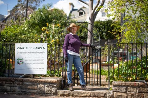 Judy Ellis, whose self-declared passion is soil, at Charlie&#39;s Garden. Credit: Mark Metcalfe