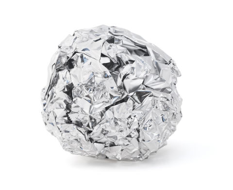 Save up your aluminium foil until it’s about the size of a tennis ball. Once you have enough, pop it into your recycling bin.