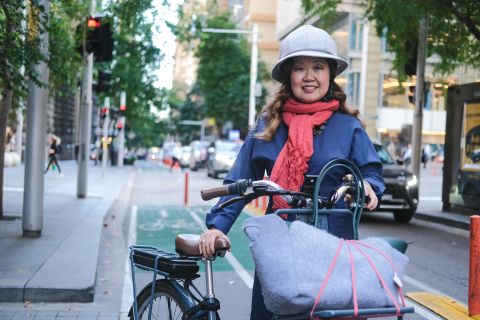 Sarah Imm has noticed more people riding bikes in regular clothes, showing a shift in bike riding culture. 