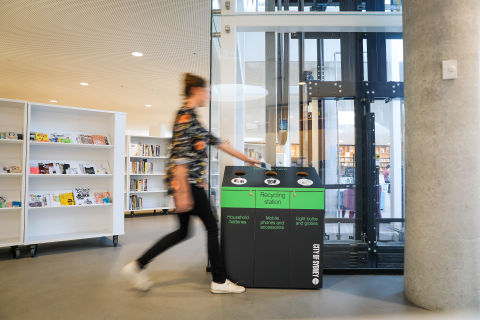 Recycle small electronics, batteries and light bulbs at customer service centres, libraries, community and recreation centres