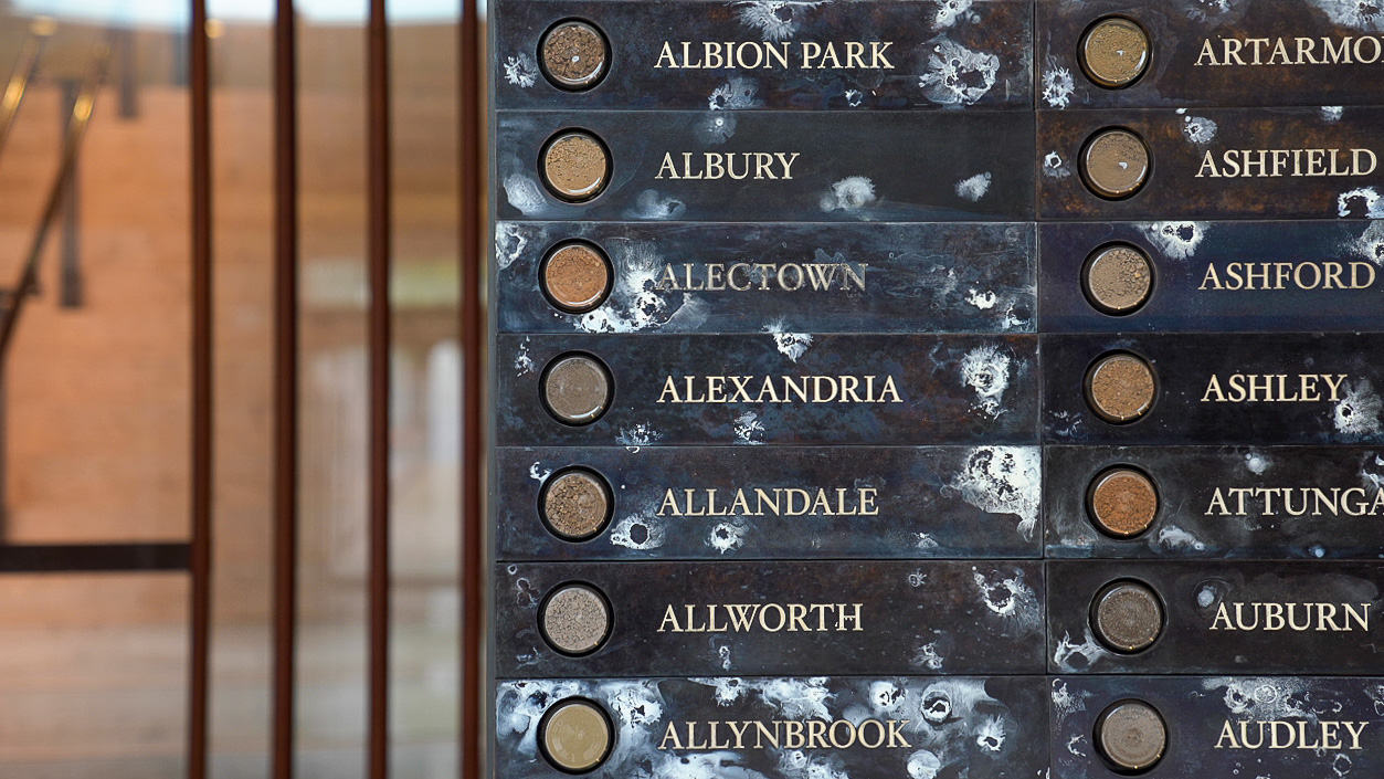 Alexandria’s spot among 1701 plagues showing every suburb who has a WW1 enlistee. Photo by Abril Felman