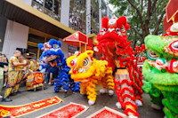Lion dancing on the streets of Haymarket
