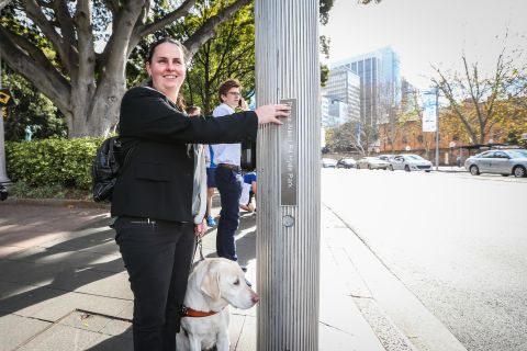 There are tactile braille signage at our signal crossings. Photo: Katherine Griffiths / City of Sydney