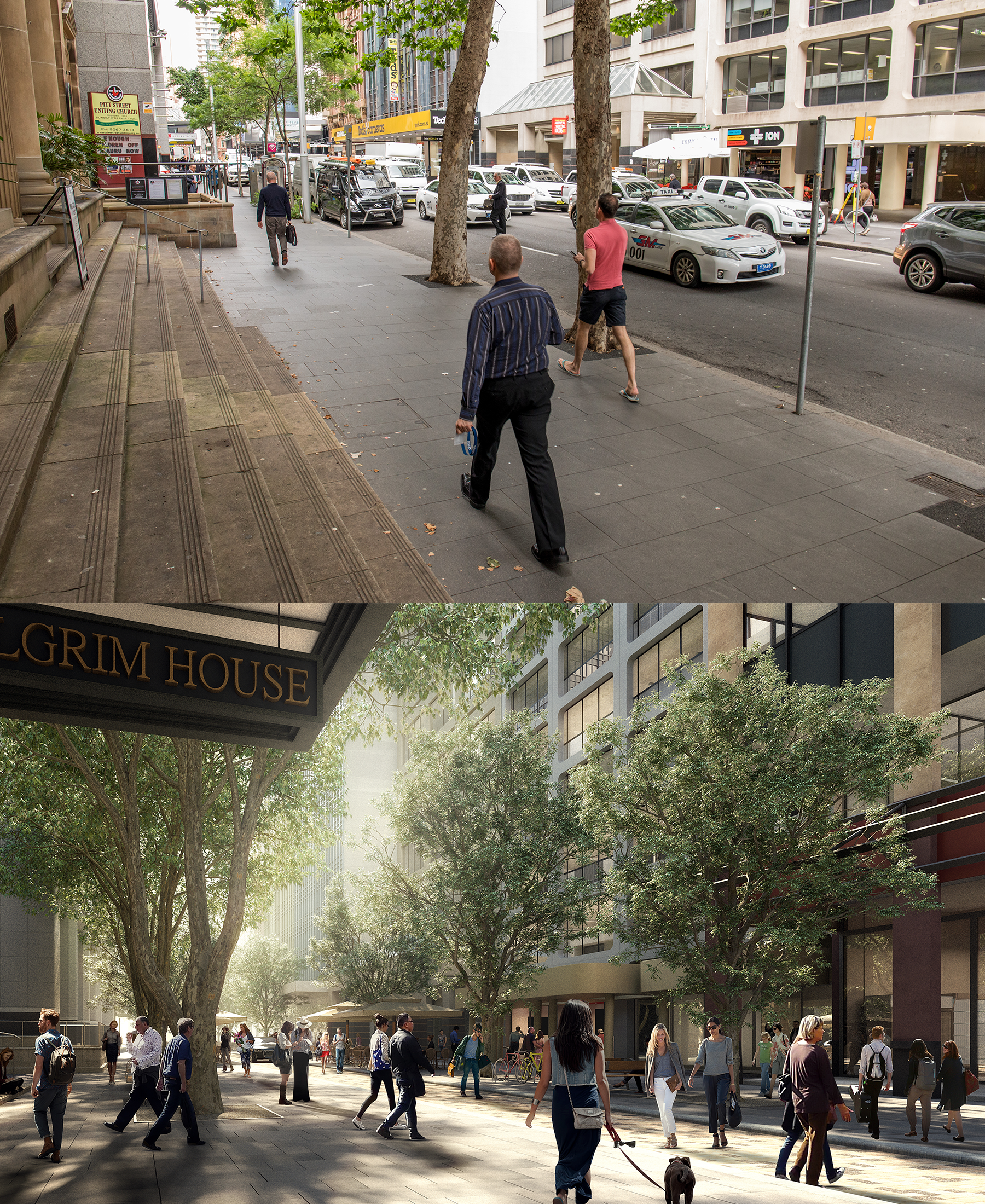 Pitt Street before and after