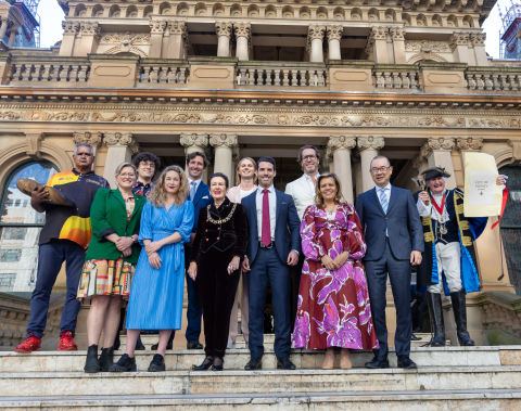 Crowds welcomed the new City of Sydney Council on the steps of Sydney Town Hall 