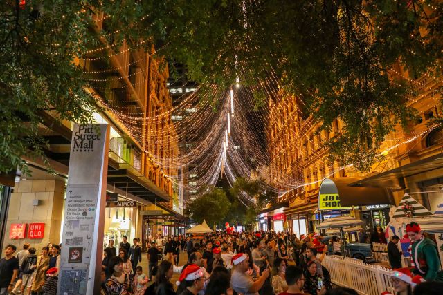 Thousands of fairy lights in Pitt Street Mall will add to the festive ambience