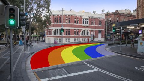 Rainbow crossing at Taylor Square