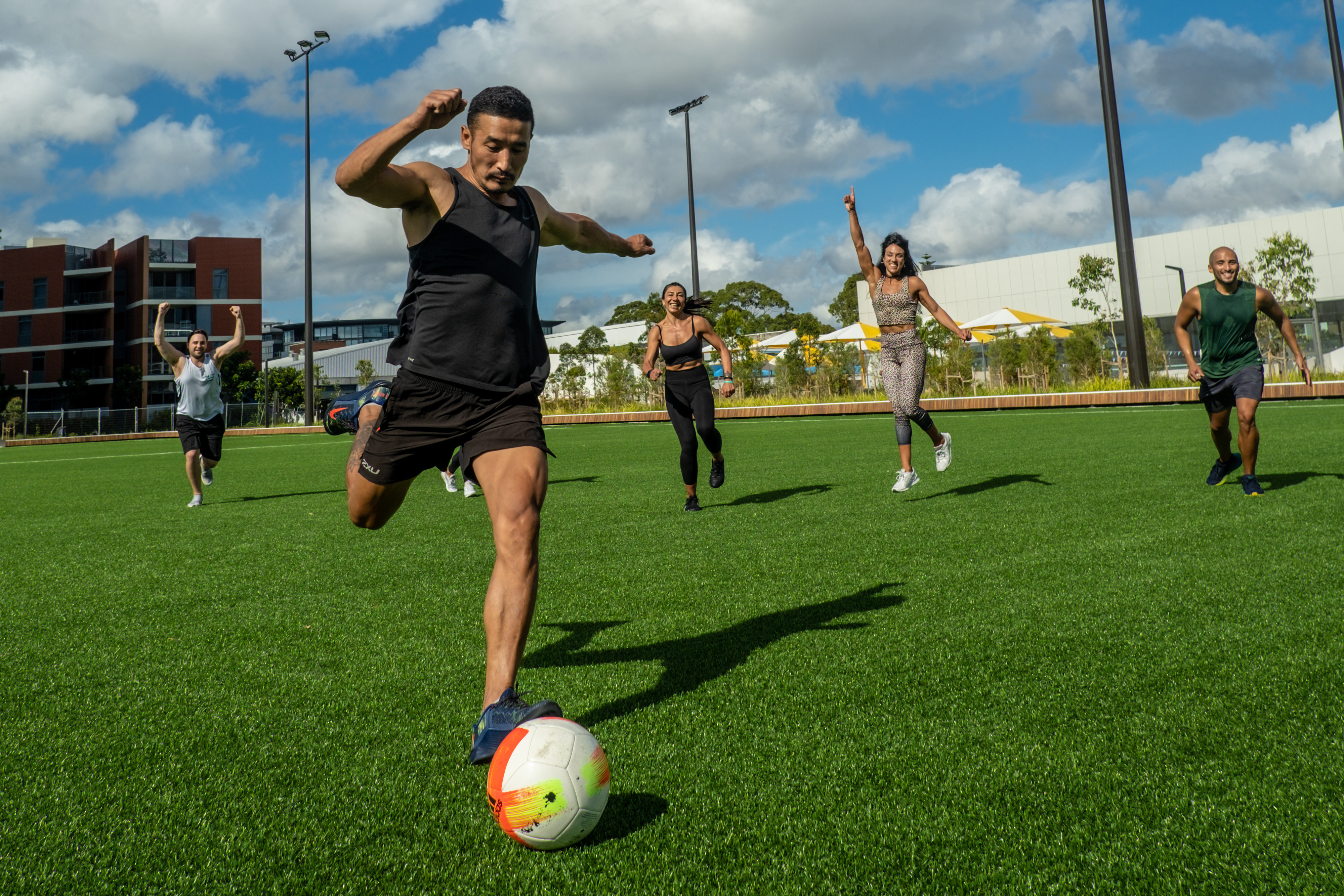 The new synthetic field at Gunyama Park Aquatic and Recreation Centre in Zetland. Image: Chris Southwood/City of Sydney