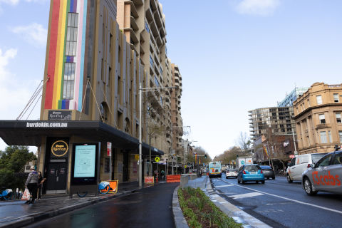 The two-way cycleway will run on the northern side of Oxford Street, taking the place of one eastbound traffic. Photo: Chris Southwood.