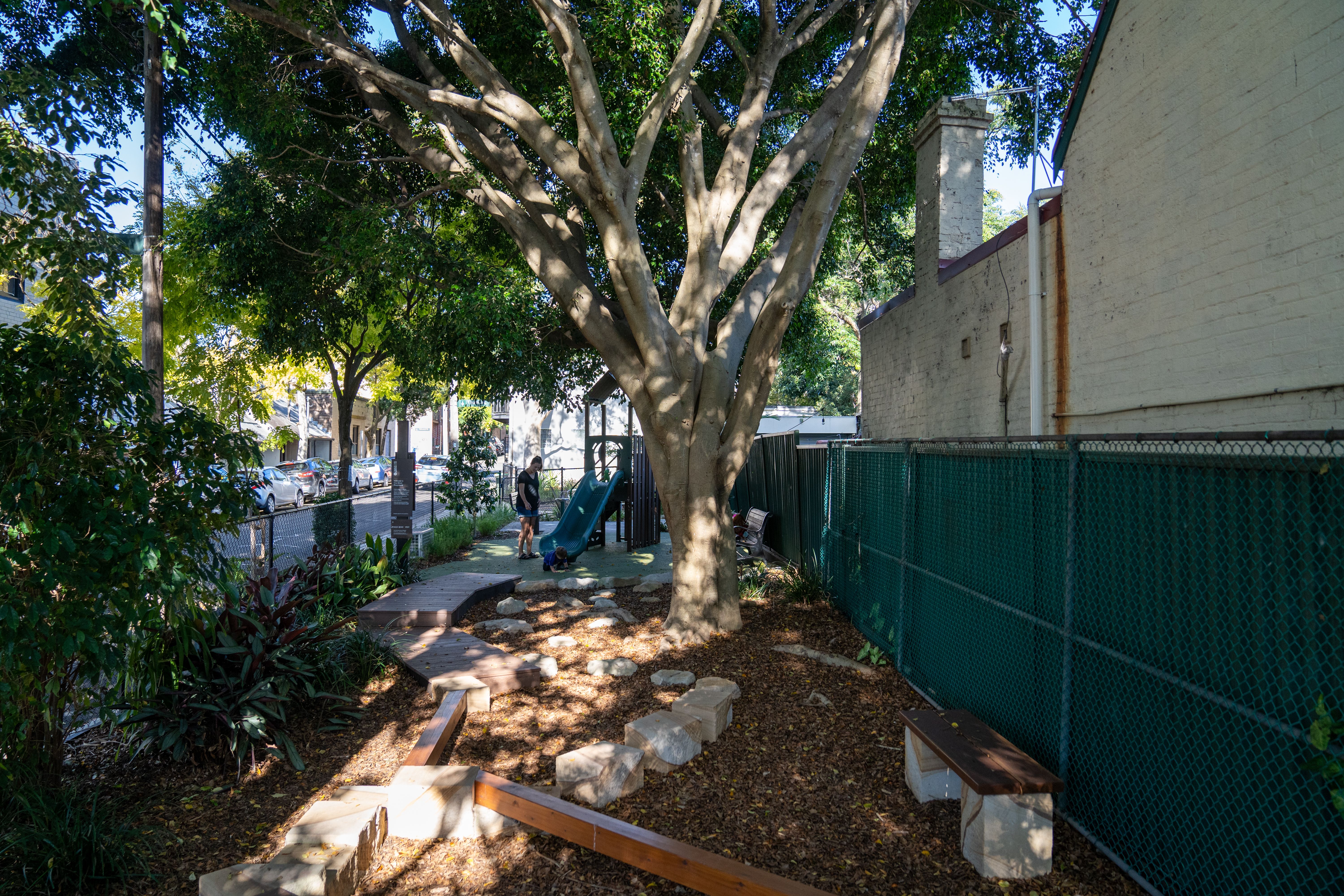 Shade, steppers and a softfall play area make Vine Street Reserve a great spot for our smallest residents. Credit: Abril Felman