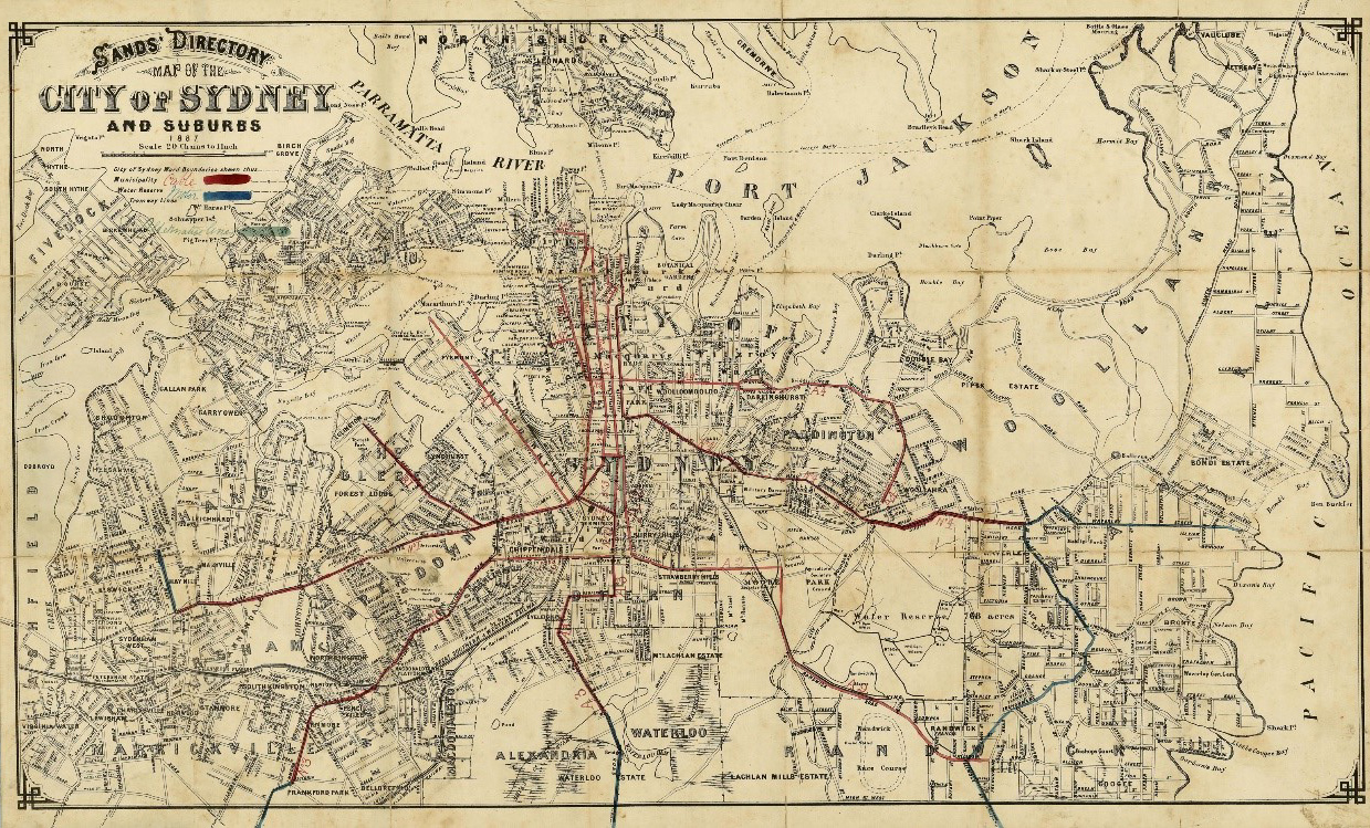 Sands' Directory Map of the City of Sydney and Suburbs, 1887. Credit: City of Sydney Archives, Historical Atlas of Sydney